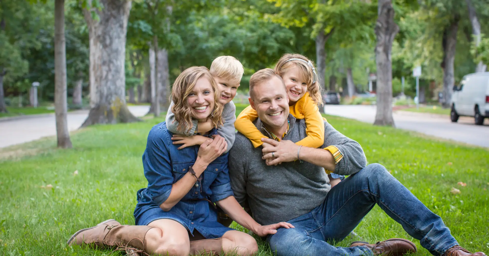 Family of four with small children in Denver, Colorado