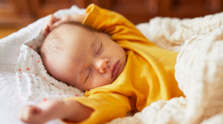 Infant baby boy sleeping in his Denver home.